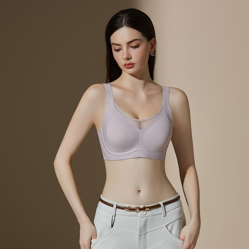 Multi-Layer Curved Contour Thin Strap Jelly Glue Support Seamless Wireless Bra