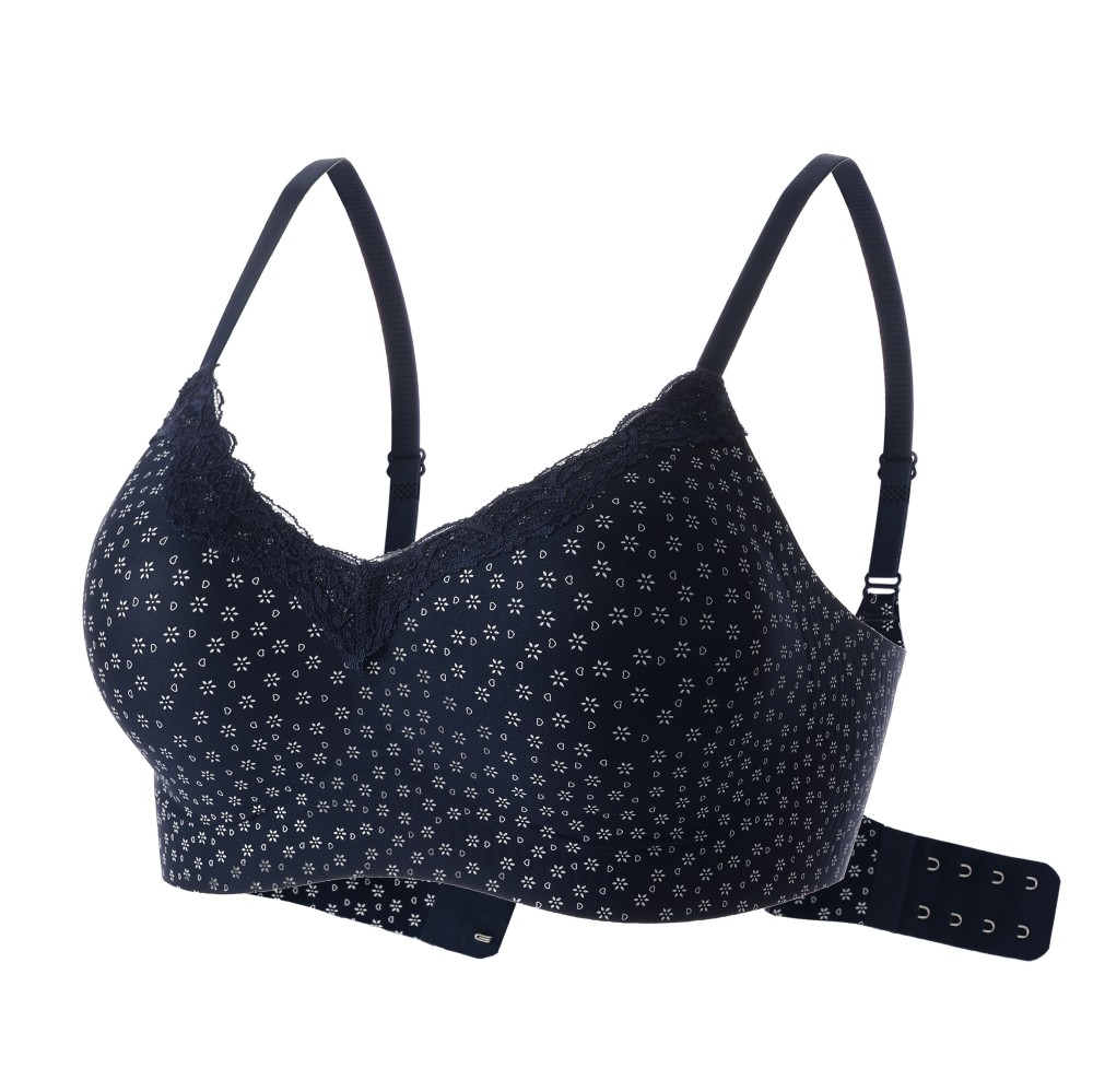 Lace Wavy V-Neck Cute Printed Jelly Glue Support Seamless Wireless Bra
